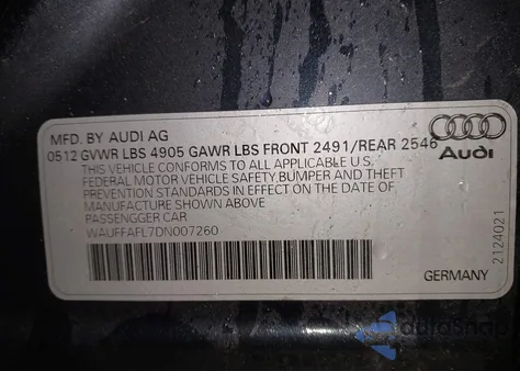 2013 Audi A4 2.0T Premium from USA, damaged, VIN WAUFFAFL7DN007260